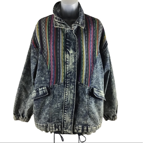 Aztec Boho Designer Denim Jeans Jacket 
